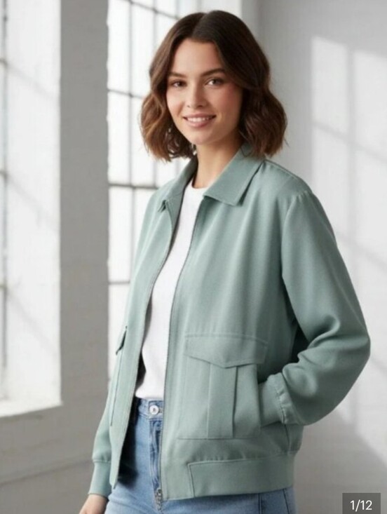 Express Jackets & Blazers - NWT Express Light Sage Bomber Cargo Jacket (size small) lightweight for fall